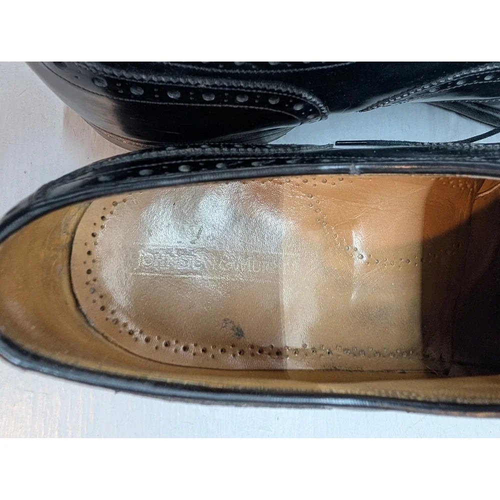 Johnston & Murphy Leather Wingtip Oxford Brogue Dress Shoes Men's 11.5‎ B Black